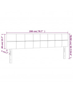 Testiera a LED Tortora 200x5x78/88 cm in Tessuto