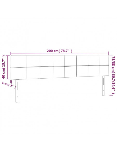 Testiera a LED Marrone Scuro 200x5x78/88 cm in Tessuto