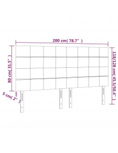 Testiera a LED rosa 200x5x118/128 cm in Velluto