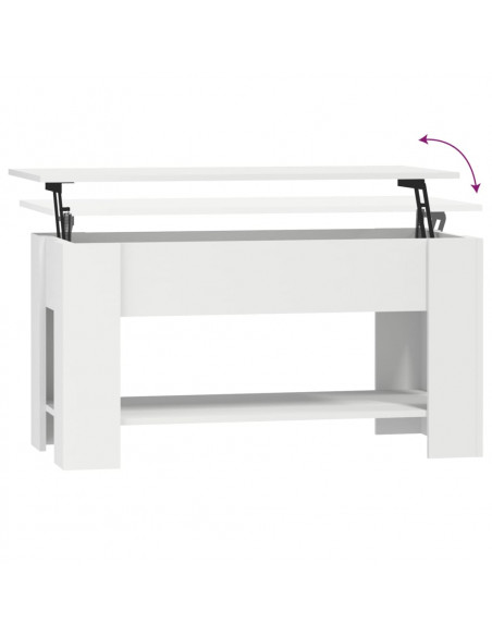 Tavolino da Salotto Bianco 101x49x52 cm in Legno Multistrato