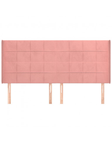 Testiera ad Orecchio Rosa 203x16x118/128 cm in Velluto
