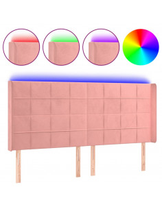 Testiera a LED rosa 203x16x118/128 cm in Velluto 2