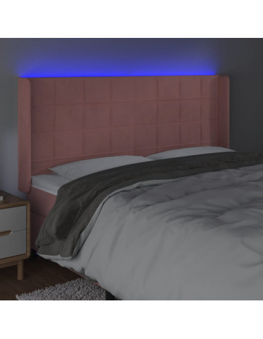 Testiera a LED rosa 203x16x118/128 cm in Velluto