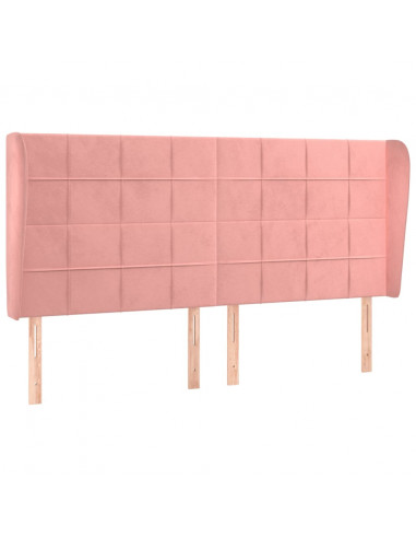 Testiera ad Orecchio Rosa 203x23x118/128 cm in Velluto