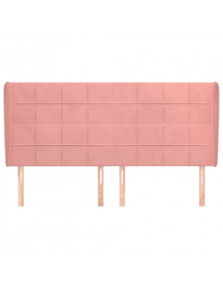 Testiera ad Orecchio Rosa 203x23x118/128 cm in Velluto
