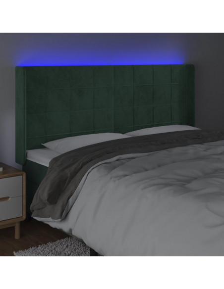 Testiera a LED Verde Scuro 203x16x118/128 cm in Velluto