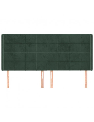 Testiera ad Orecchio Verde Scuro 203x16x118/128 cm in Velluto
