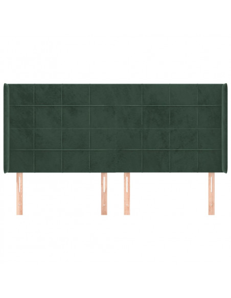 Testiera ad Orecchio Verde Scuro 203x16x118/128 cm in Velluto
