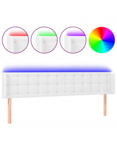 Testiera a LED Bianca 163x16x78/88 cm in Similpelle 2