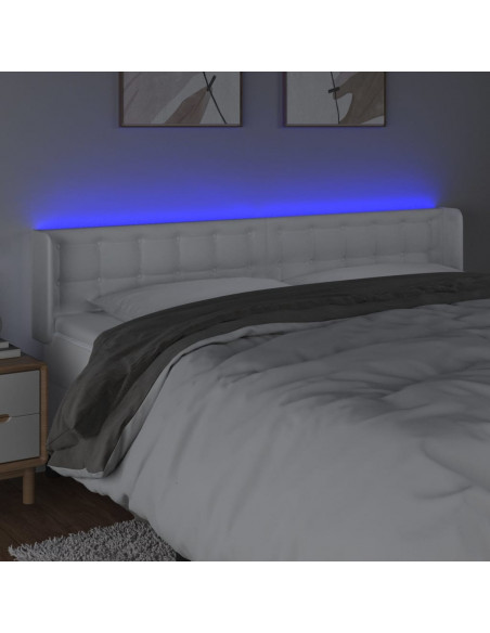Testiera a LED Bianca 163x16x78/88 cm in Similpelle