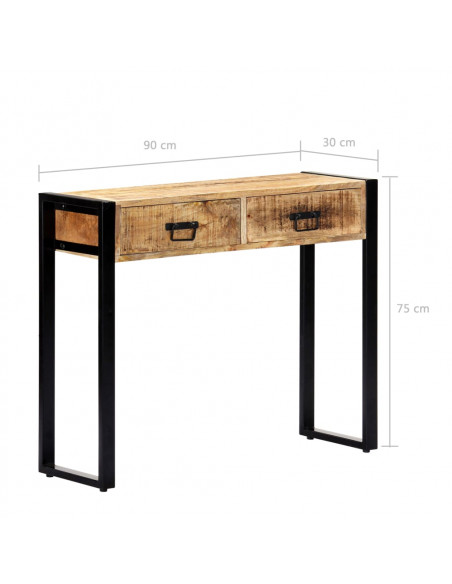 Tavolo Consolle 90x30x75 cm in Legno Massello di Mango