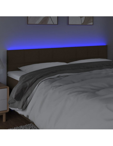 Testiera a LED Marrone Scuro 200x5x78/88 cm in Tessuto