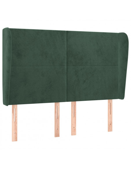 Testiera ad Orecchio Verde Scuro 147x23x118/128cm in Velluto