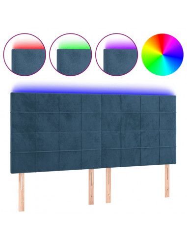 Testiera a LED Blu Scuro 200x5x118/128 cm in Velluto