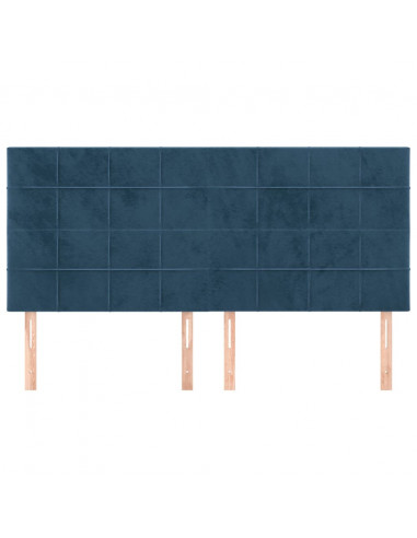 Testiere 4 pz Blu Scuro 100x5x78/88 cm in Velluto