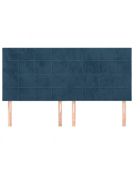 Testiere 4 pz Blu Scuro 100x5x78/88 cm in Velluto