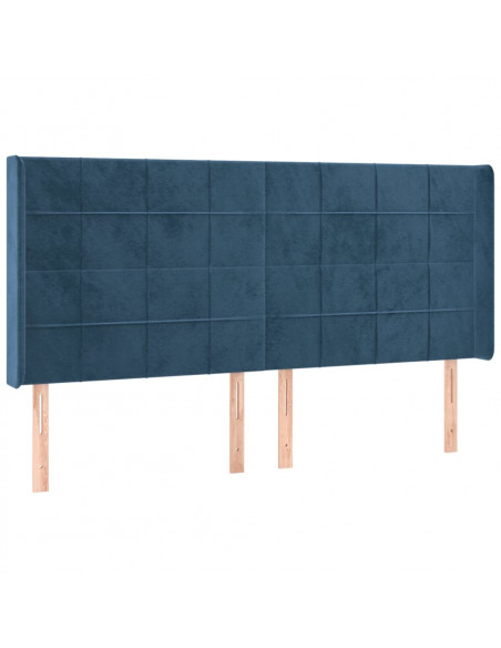 Testiera ad Orecchio Blu Scuro 203x23x118/128 cm in Velluto
