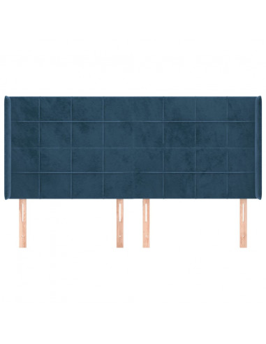 Testiera ad Orecchio Blu Scuro 203x23x118/128 cm in Velluto