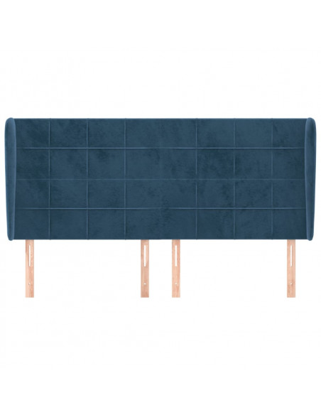 Testiera ad Orecchio Blu Scuro 203x23x118/128 cm in Velluto