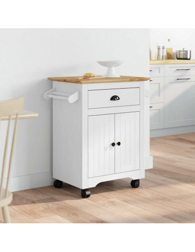 Carrello da Cucina BODO Bianco e Marrone 72x45x80 cm