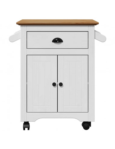 Carrello da Cucina BODO Bianco e Marrone 72x45x80 cm