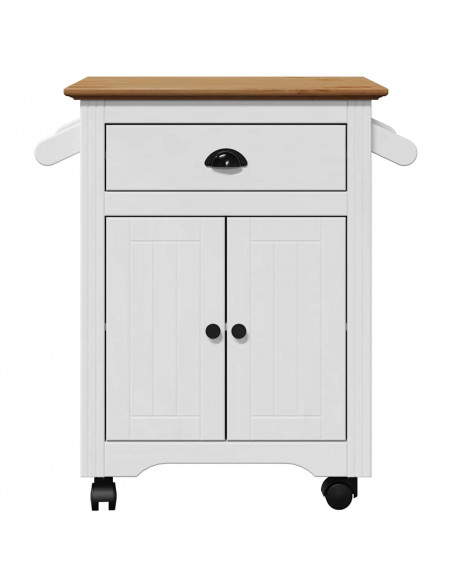 Carrello da Cucina BODO Bianco e Marrone 72x45x80 cm