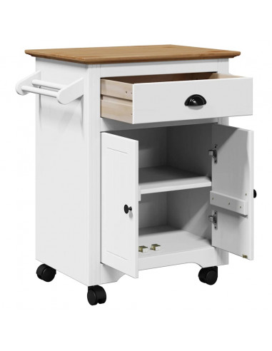 Carrello da Cucina BODO Bianco e Marrone 72x45x80 cm