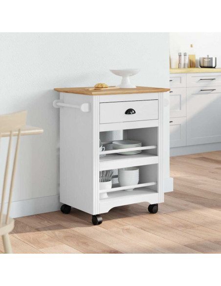 Carrello da Cucina BODO Bianco e Marrone 67,5x45x80 cm