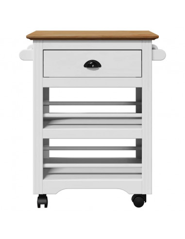 Carrello da Cucina BODO Bianco e Marrone 67,5x45x80 cm