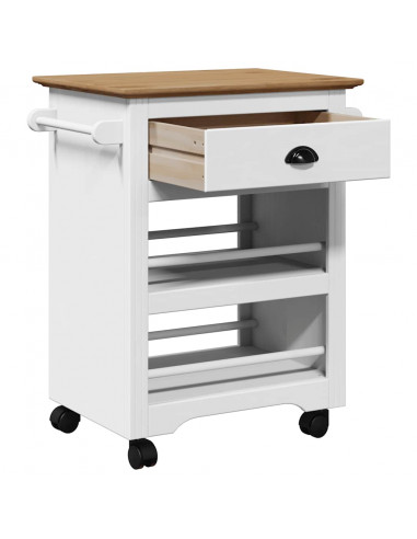 Carrello da Cucina BODO Bianco e Marrone 67,5x45x80 cm