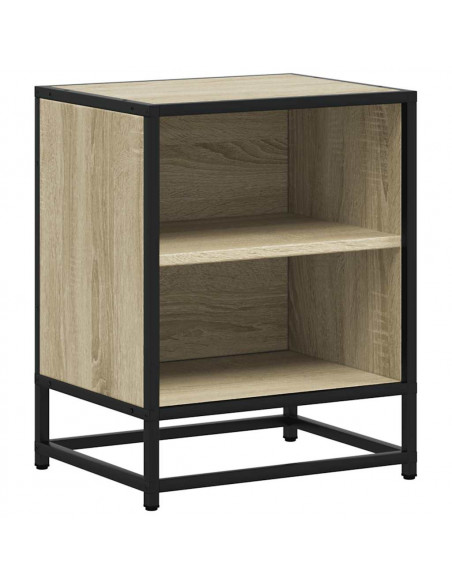 Comodino Rovere Sonoma 40x31x50 cm Legno Multistrato e Metallo