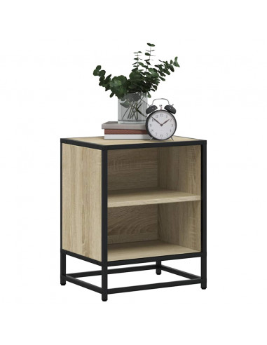 Comodino Rovere Sonoma 40x31x50 cm Legno Multistrato e Metallo