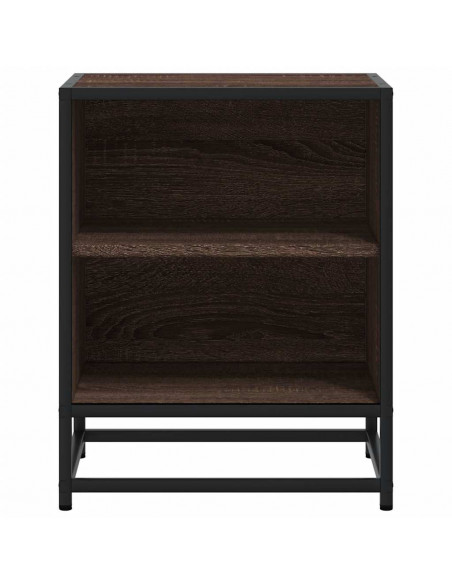 Comodino Rovere Marrone 40x31x50 cm Legno Multistrato e Metallo