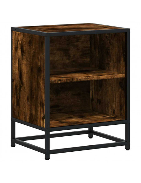 Comodino Rovere Fumo 40x31x50 cm Legno Multistrato e Metallo