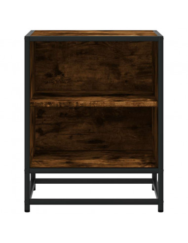 Comodino Rovere Fumo 40x31x50 cm Legno Multistrato e Metallo