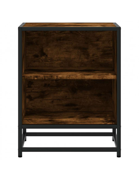 Comodino Rovere Fumo 40x31x50 cm Legno Multistrato e Metallo