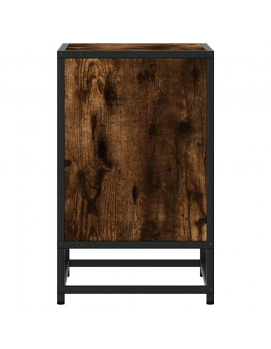 Comodino Rovere Fumo 40x31x50 cm Legno Multistrato e Metallo