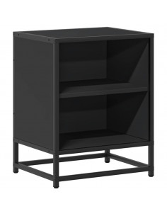 Comodino Nero 40x31x50 cm Legno Multistrato e Metallo