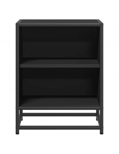 Comodino Nero 40x31x50 cm Legno Multistrato e Metallo