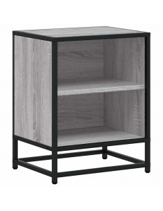 Comodino Grigio Sonoma 40x31x50 cm Legno Multistrato e Metallo