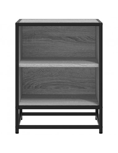 Comodino Grigio Sonoma 40x31x50 cm Legno Multistrato e Metallo