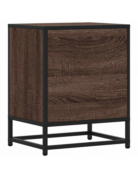Comodini Rovere Marrone 2 pz Legno Multistrato Metallo