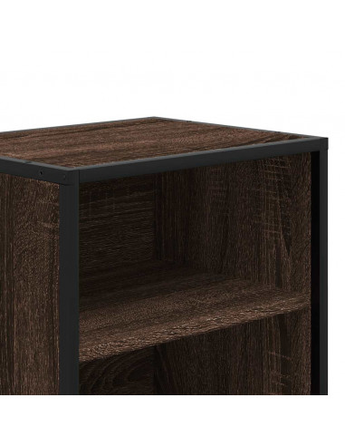 Comodini Rovere Marrone 2 pz Legno Multistrato Metallo