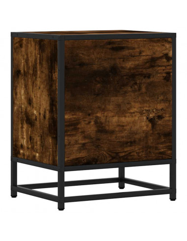 Comodini Rovere Fumo 2 pz 40x31x50 cm Legno Multistrato Metallo
