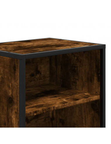 Comodini Rovere Fumo 2 pz 40x31x50 cm Legno Multistrato Metallo