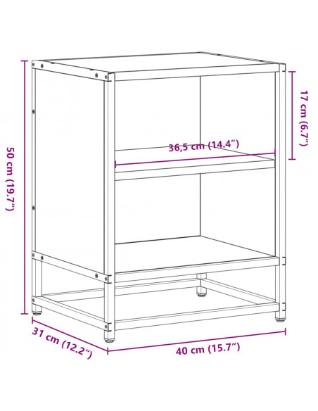 Comodini Rovere Fumo 2 pz 40x31x50 cm Legno Multistrato Metallo