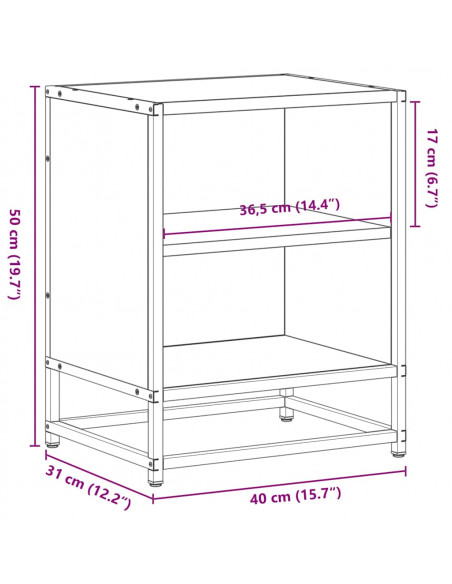 Comodini 2pz Grigio Sonoma 40x31x50cm Legno Multistrato Metallo