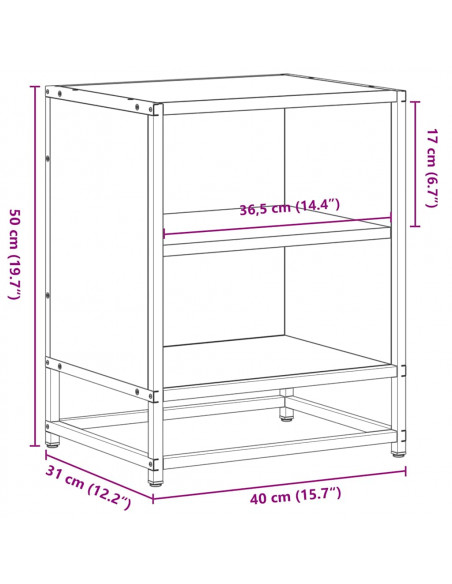 Comodini 2 pz Neri 40x31x50 Legno Multistrato e Metallo
