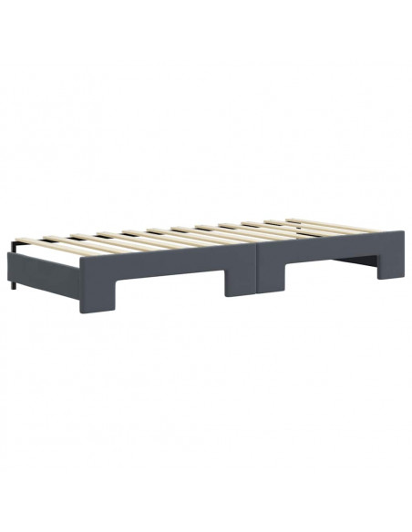 Divano Letto Estraibile Cassetti Grigio Scuro 90x200cm Velluto