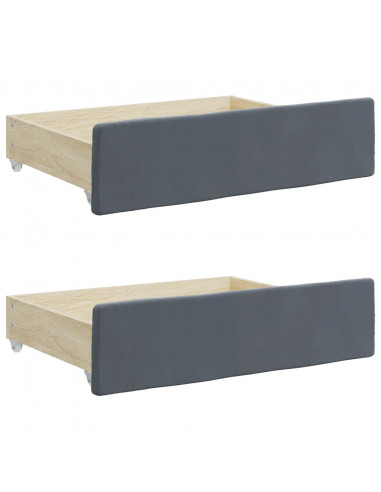 Divano Letto Estraibile Cassetti Grigio Scuro 90x200cm Velluto